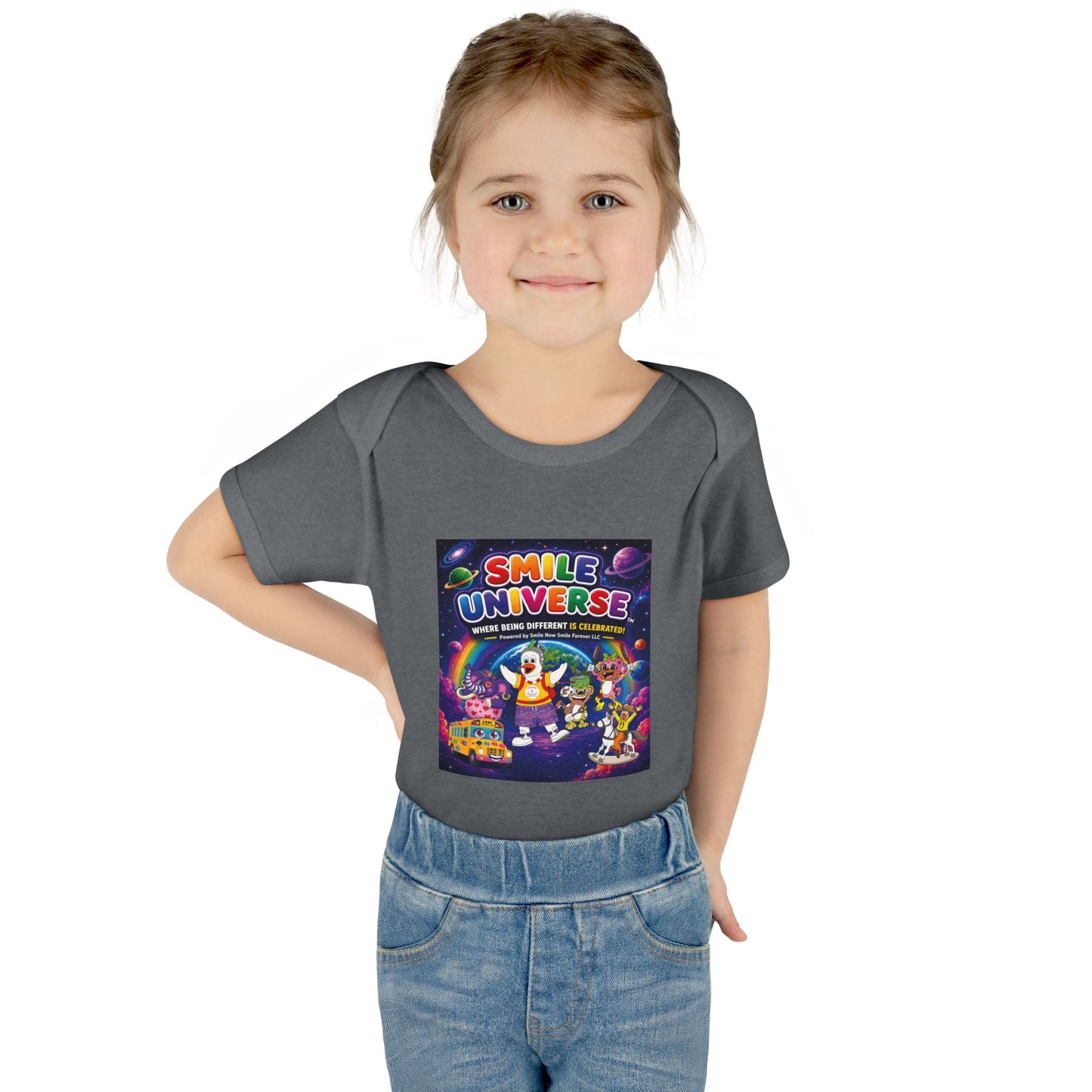 Smile Universe™ Infant Baby Rib Bodysuit – "Where Being Different is CELEBRATED!" Graphic