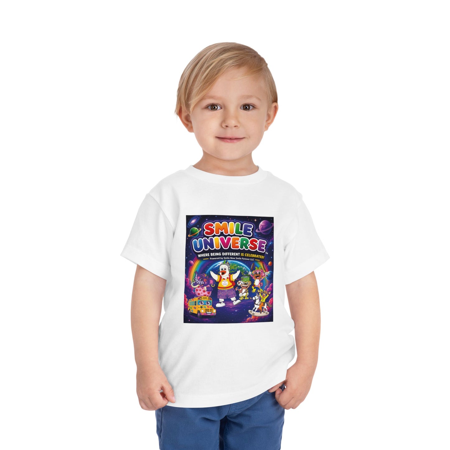 Smile Universe™ Toddler Short Sleeve Tee – "Where Being Different is CELEBRATED!" Graphic
