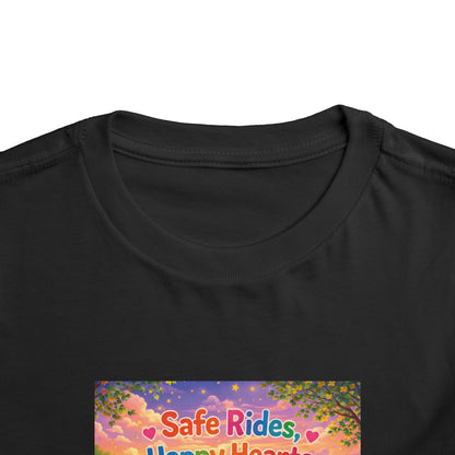 Lani™ Toddler Short Sleeve Tee – "Safe Rides, Happy Hearts" Graphic