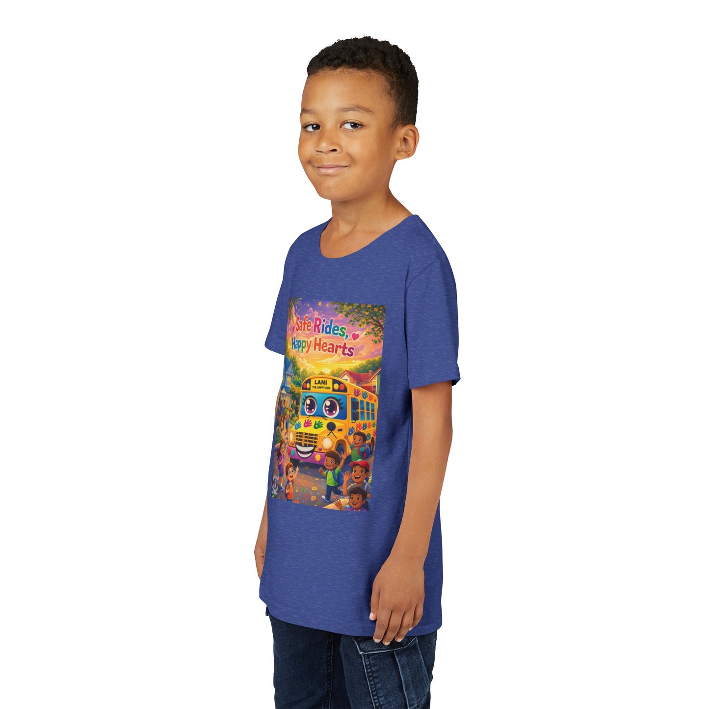 Lani™ Youth Short Sleeve Tee – "Safe Rides, Happy Hearts" Graphic