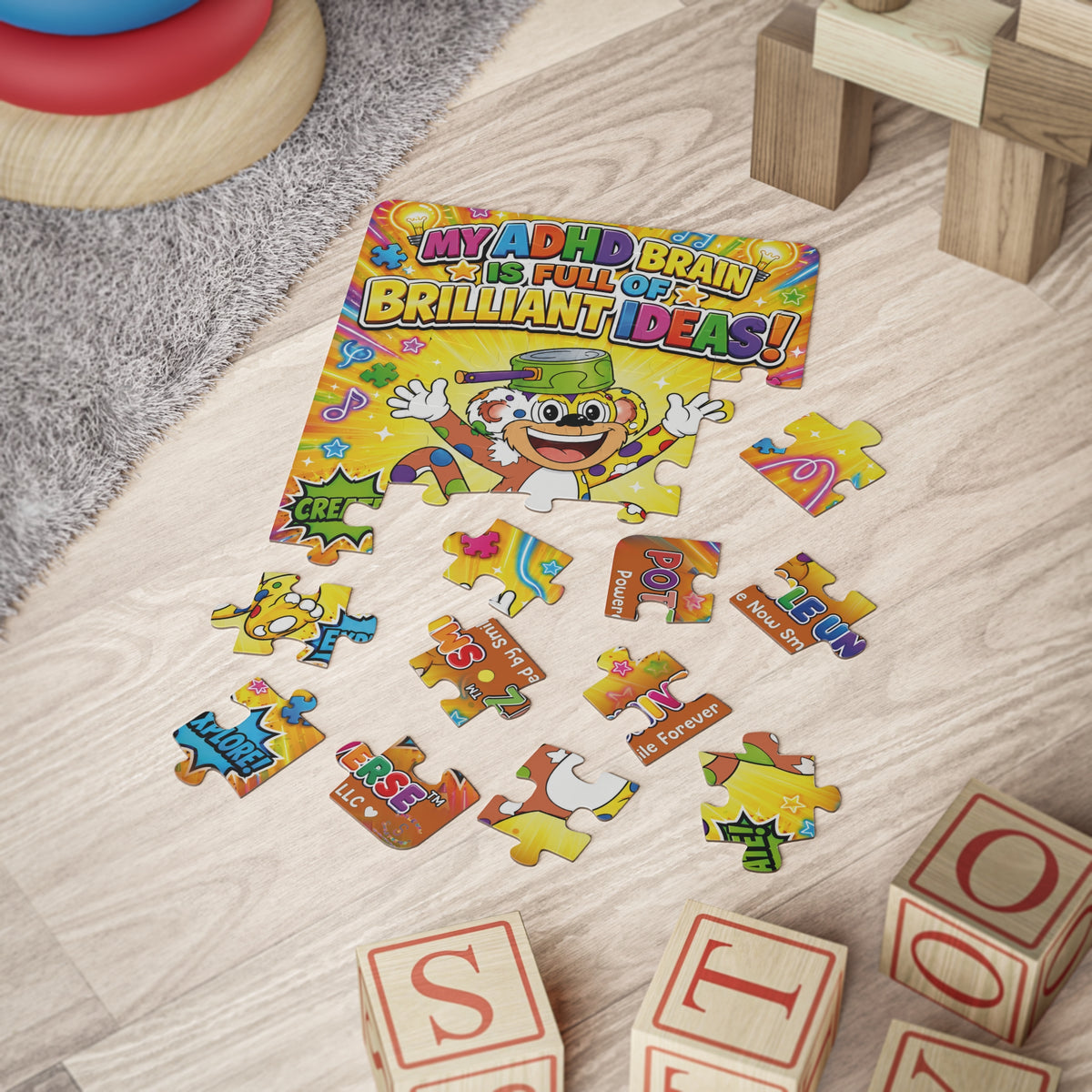 Potz™ Kids' Puzzle 30-Piece – "My ADHD Brain is Full of Brilliant Ideas!" Graphic Puzzle | Smile Universe Collection