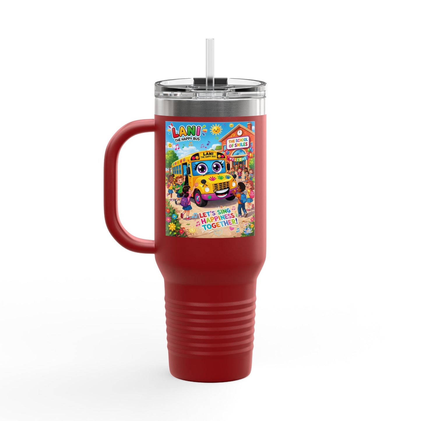 Lani™ 40oz Insulated Travel Mug – "Let's Sing Happiness Together!" Graphic