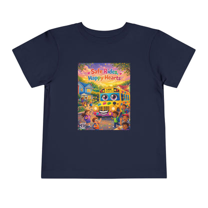 Lani™ Toddler Short Sleeve Tee – "Safe Rides, Happy Hearts" Graphic