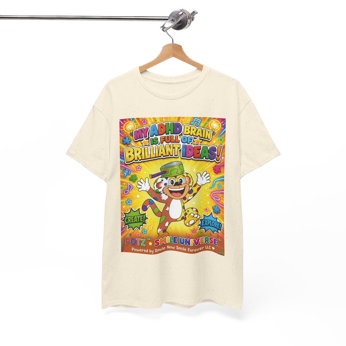 Potz™ Unisex Heavy Cotton™ Tee – "My ADHD Brain is Full of Brilliant Ideas!" Graphic Tee | Smile Universe Collection