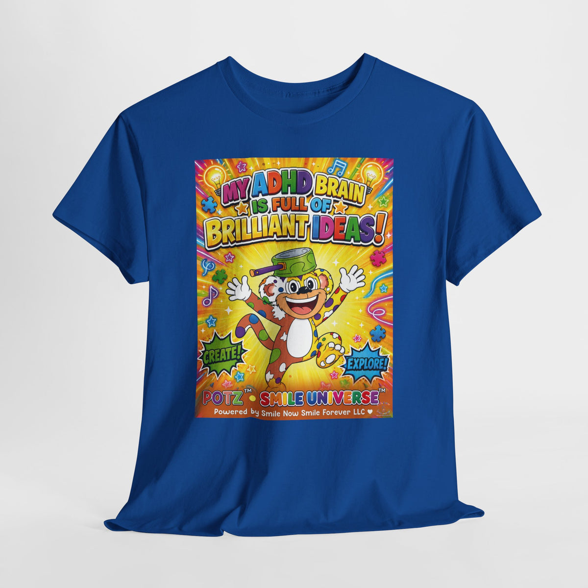 Potz™ Unisex Heavy Cotton™ Tee – "My ADHD Brain is Full of Brilliant Ideas!" Graphic Tee | Smile Universe Collection