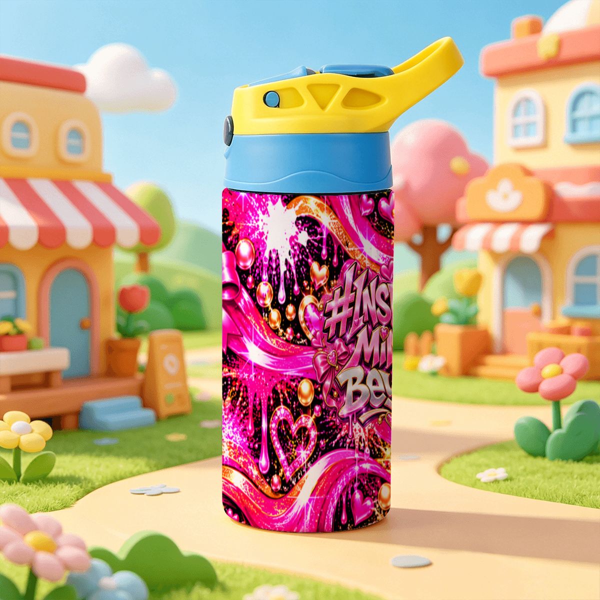 BWD Pink Water Bottle – Inspiring Mindz Beyond Hearts & Crowns Graphic Bottle