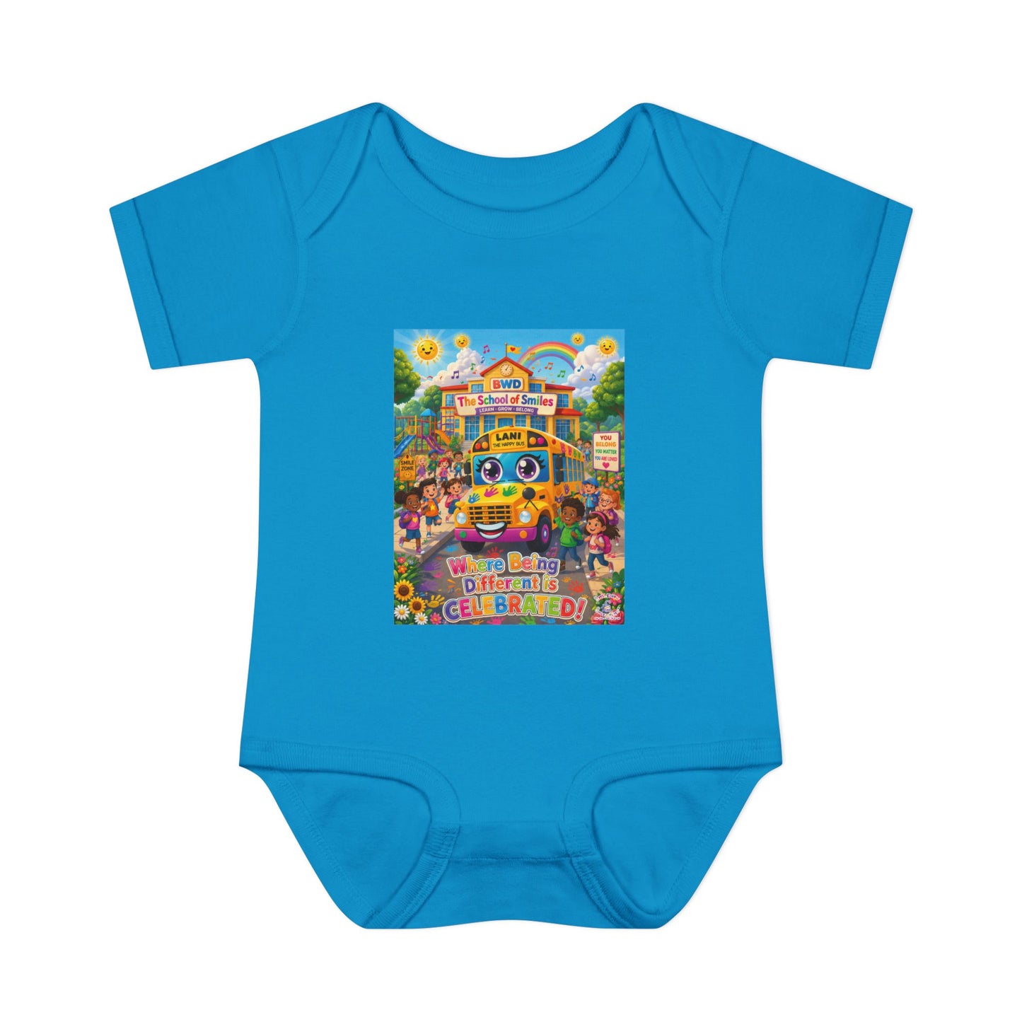 Lani™ Infant Baby Rib Bodysuit – "Where Being Different is CELEBRATED!" Graphic