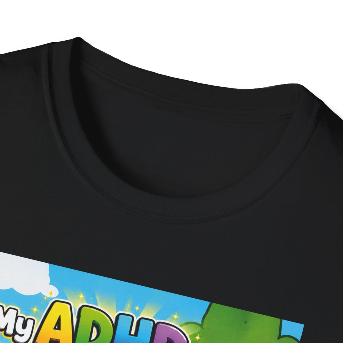 Potz™ Unisex Softstyle T-Shirt – "My ADHD Means Always Dreaming, Highly Determined" Graphic Tee | Smile Universe Collection