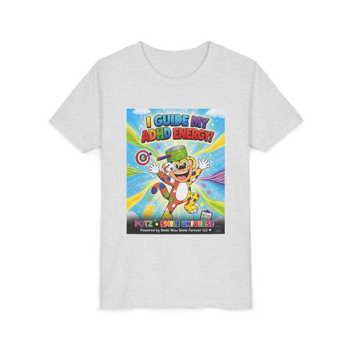 Potz™ Youth Short Sleeve Tee – "I Guide My ADHD Energy!" Graphic Tee | Smile Universe Collection
