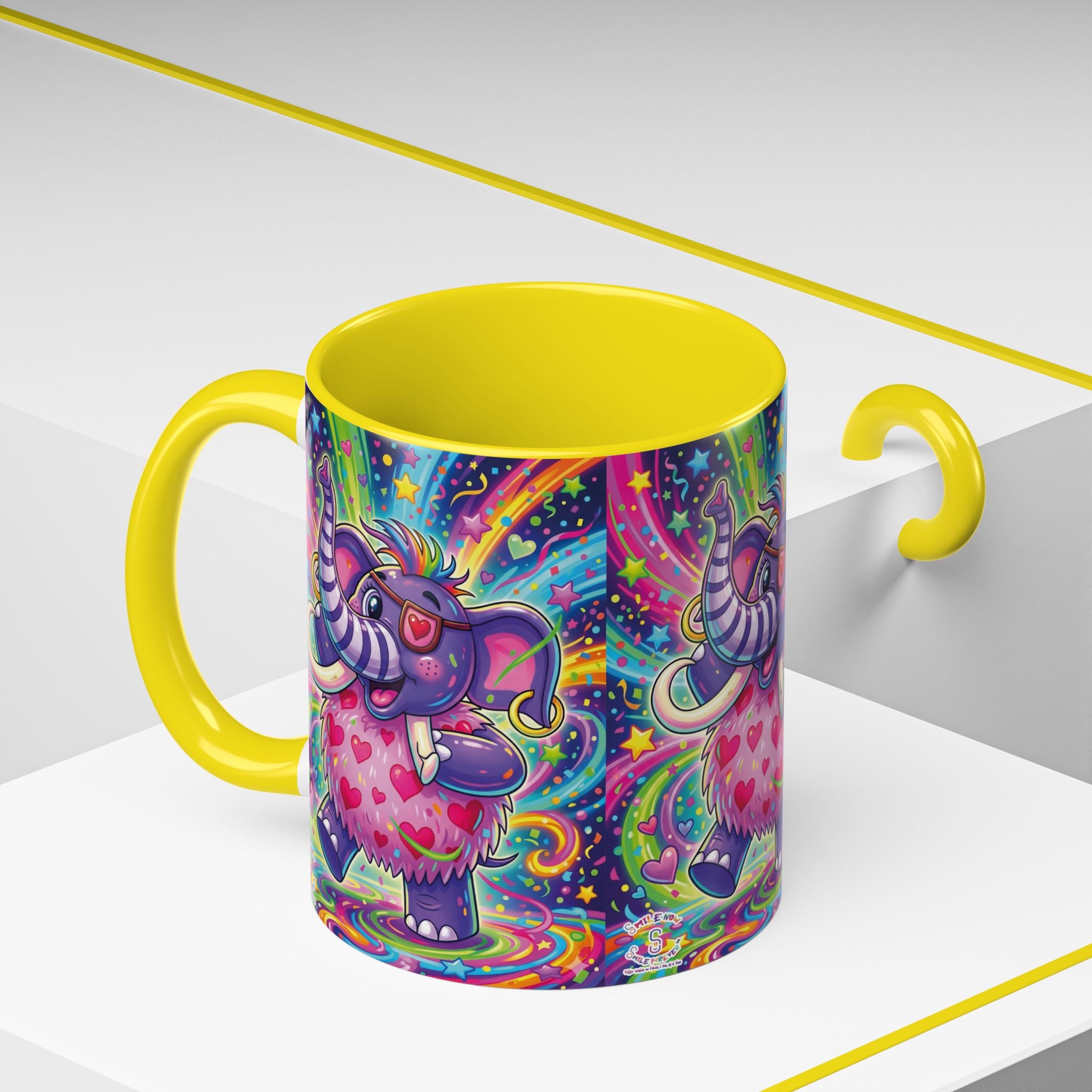 Piklez™ 11oz, 15oz Accent Coffee Mug – "Born to Celebrate!" Graphic | Smile Universe Collection