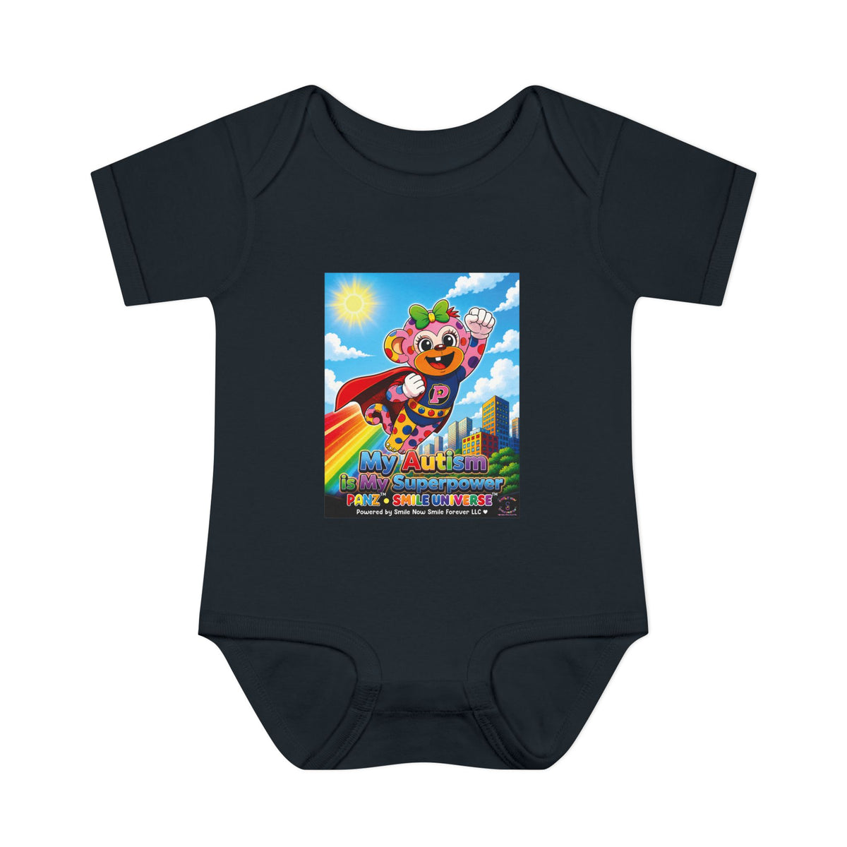 Panz™ Infant Baby Rib Bodysuit – "My Autism is My Superpower" Graphic | Smile Universe Collection