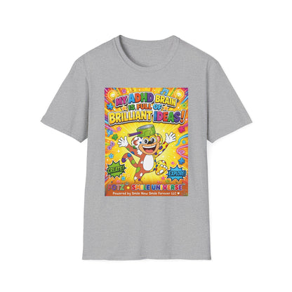Potz™ Unisex Softstyle T-Shirt – "My ADHD Brain is Full of Brilliant Ideas!" Graphic Tee | Smile Universe Collection