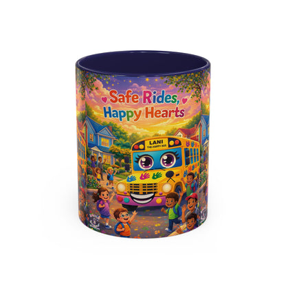 Lani™ Accent Coffee Mug (11oz & 15oz) – "Safe Rides, Happy Hearts" Graphic