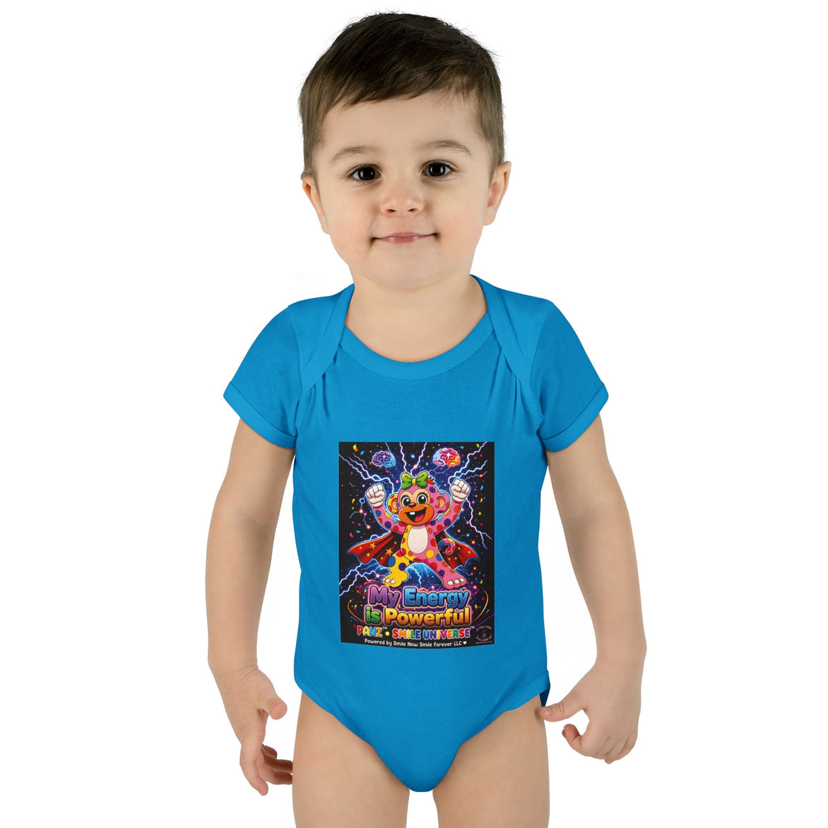 Panz™ Infant Baby Rib Bodysuit – "My Energy is Powerful" Graphic Onesie | Smile Universe Collection
