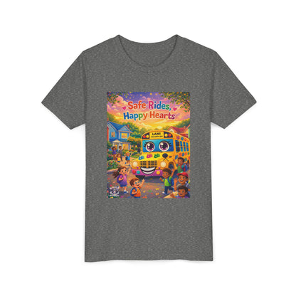 Lani™ Youth Short Sleeve Tee – "Safe Rides, Happy Hearts" Graphic