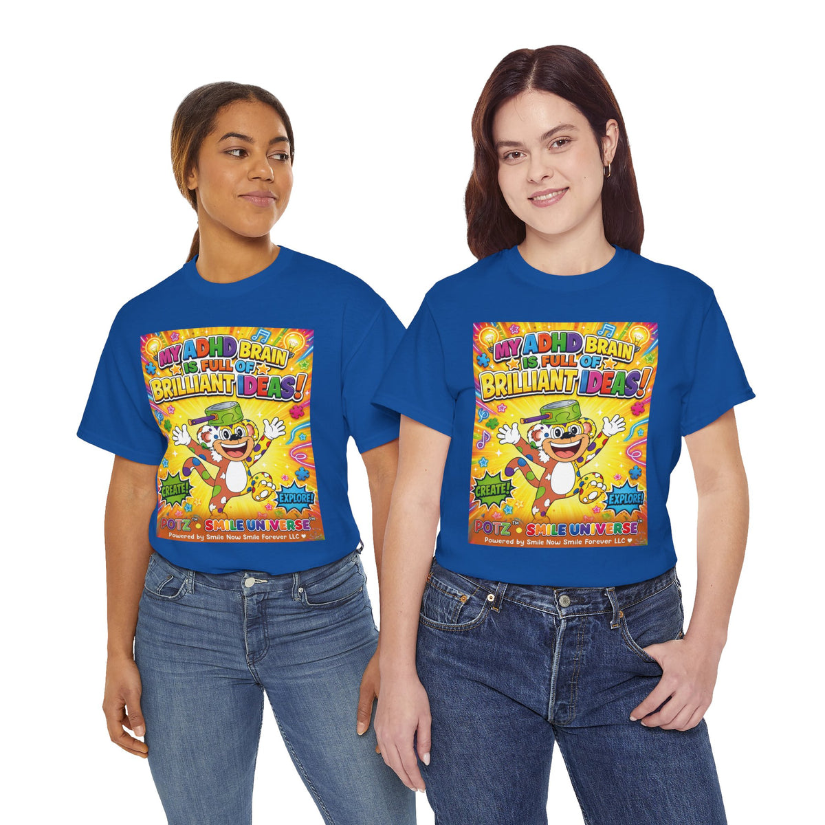 Potz™ Unisex Heavy Cotton™ Tee – "My ADHD Brain is Full of Brilliant Ideas!" Graphic Tee | Smile Universe Collection