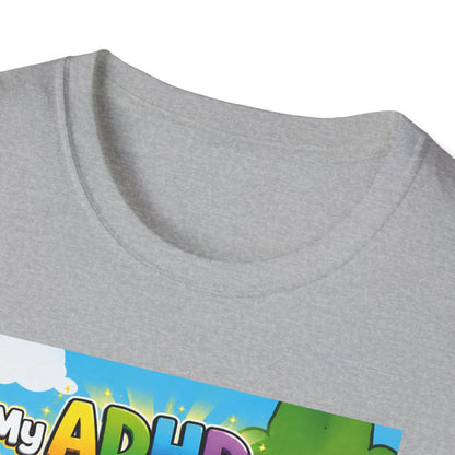 Potz™ Unisex Softstyle T-Shirt – "My ADHD Means Always Dreaming, Highly Determined" Graphic Tee | Smile Universe Collection