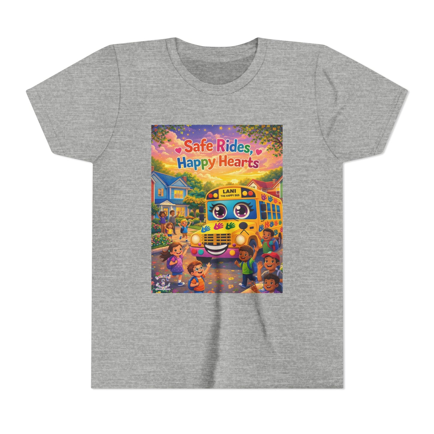 Lani™ Youth Short Sleeve Tee – "Safe Rides, Happy Hearts" Graphic