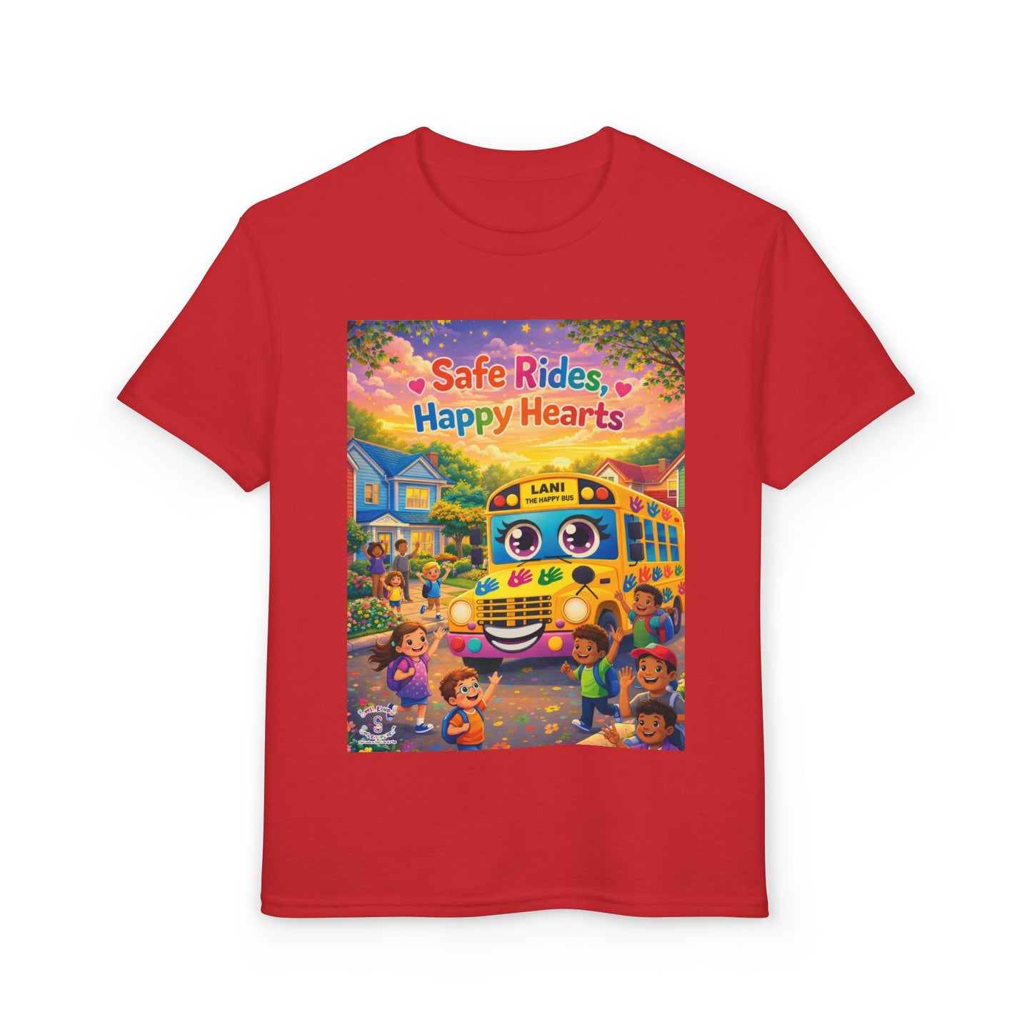 Lani™ Youth DryBlend® T-Shirt – "Safe Rides, Happy Hearts" Graphic