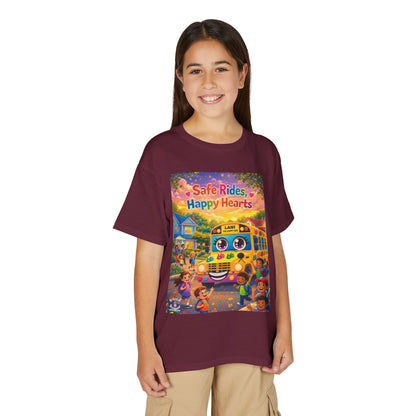 Lani™ Youth DryBlend® T-Shirt – "Safe Rides, Happy Hearts" Graphic