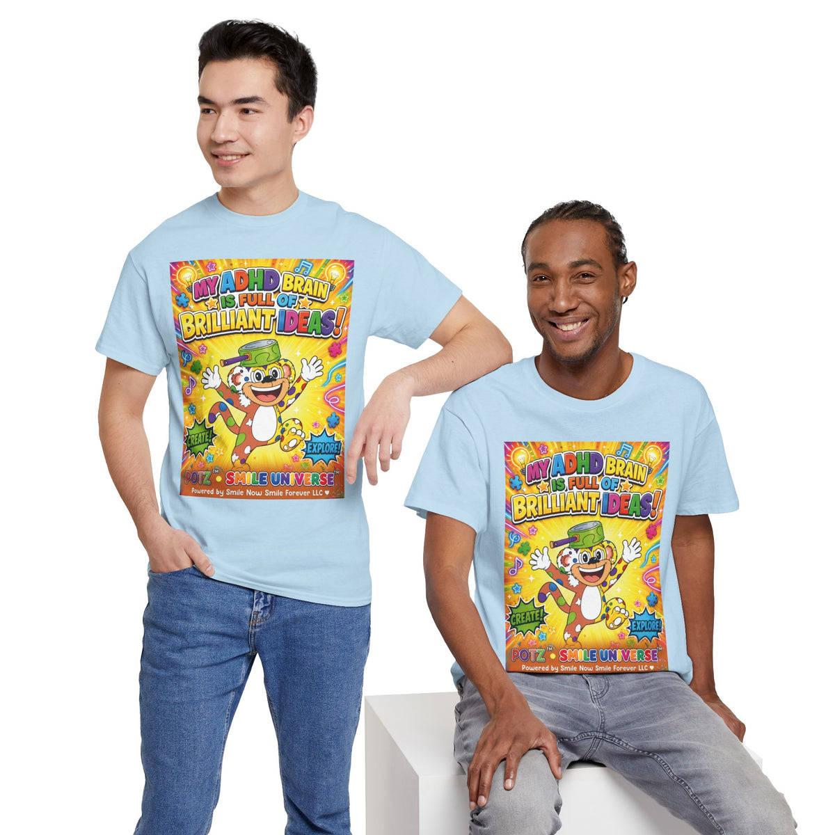 Potz™ Unisex Heavy Cotton™ Tee – "My ADHD Brain is Full of Brilliant Ideas!" Graphic Tee | Smile Universe Collection