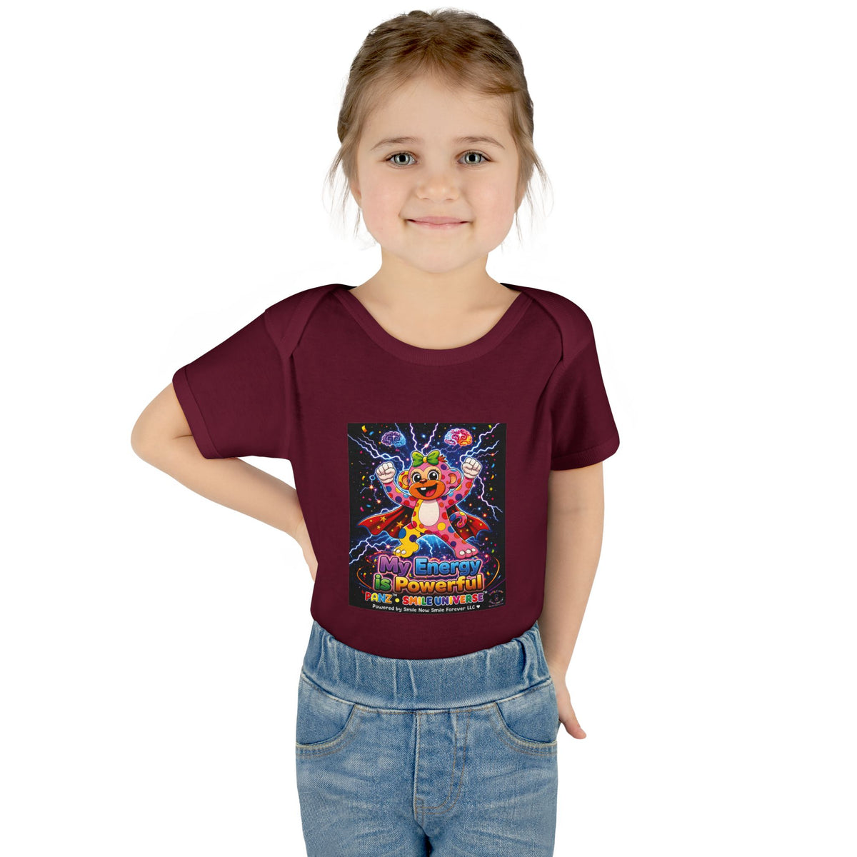 Panz™ Infant Baby Rib Bodysuit – "My Energy is Powerful" Graphic Onesie | Smile Universe Collection