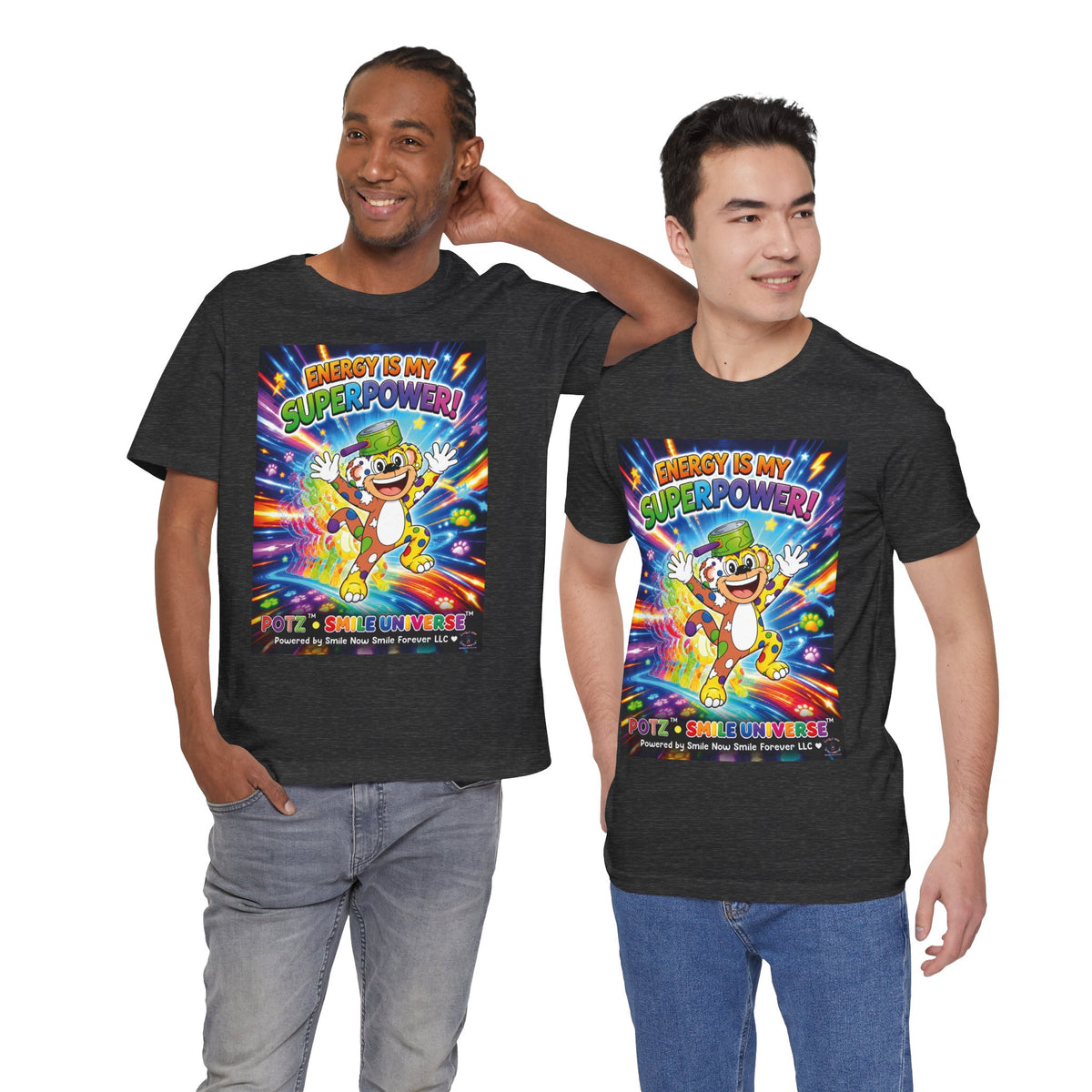 Potz™ Unisex Jersey Short Sleeve Tee – "Energy is My Superpower!" Graphic Tee | Smile Universe Collection