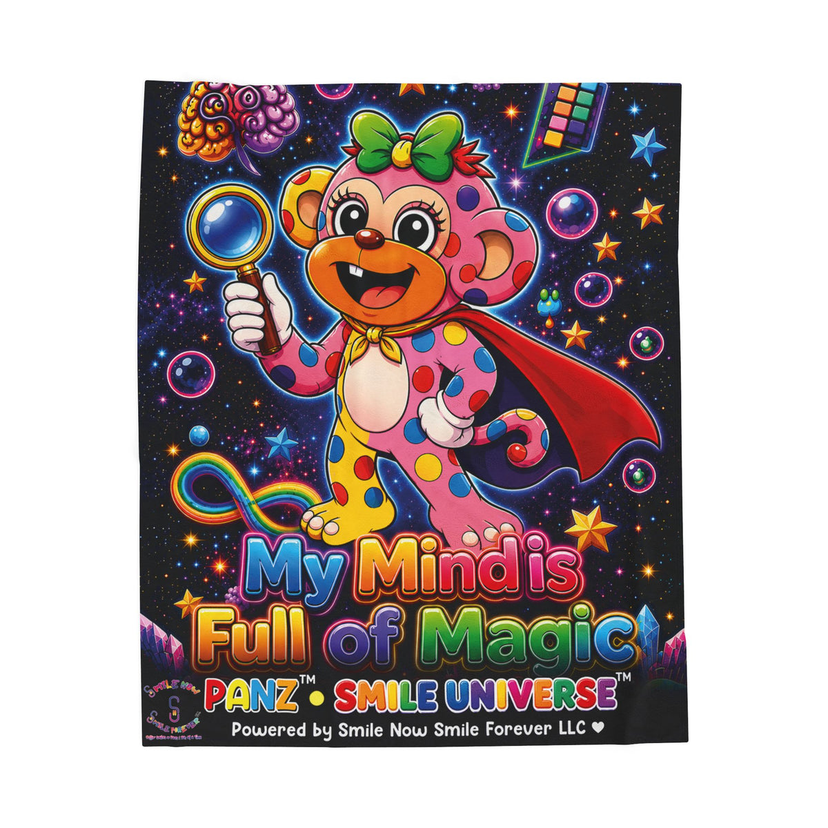 Panz™ Velveteen Plush Blanket – "My Mind is Full of Magic" Graphic | Smile Universe Collection
