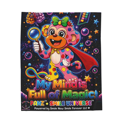 Panz™ Velveteen Plush Blanket – "My Mind is Full of Magic" Graphic | Smile Universe Collection