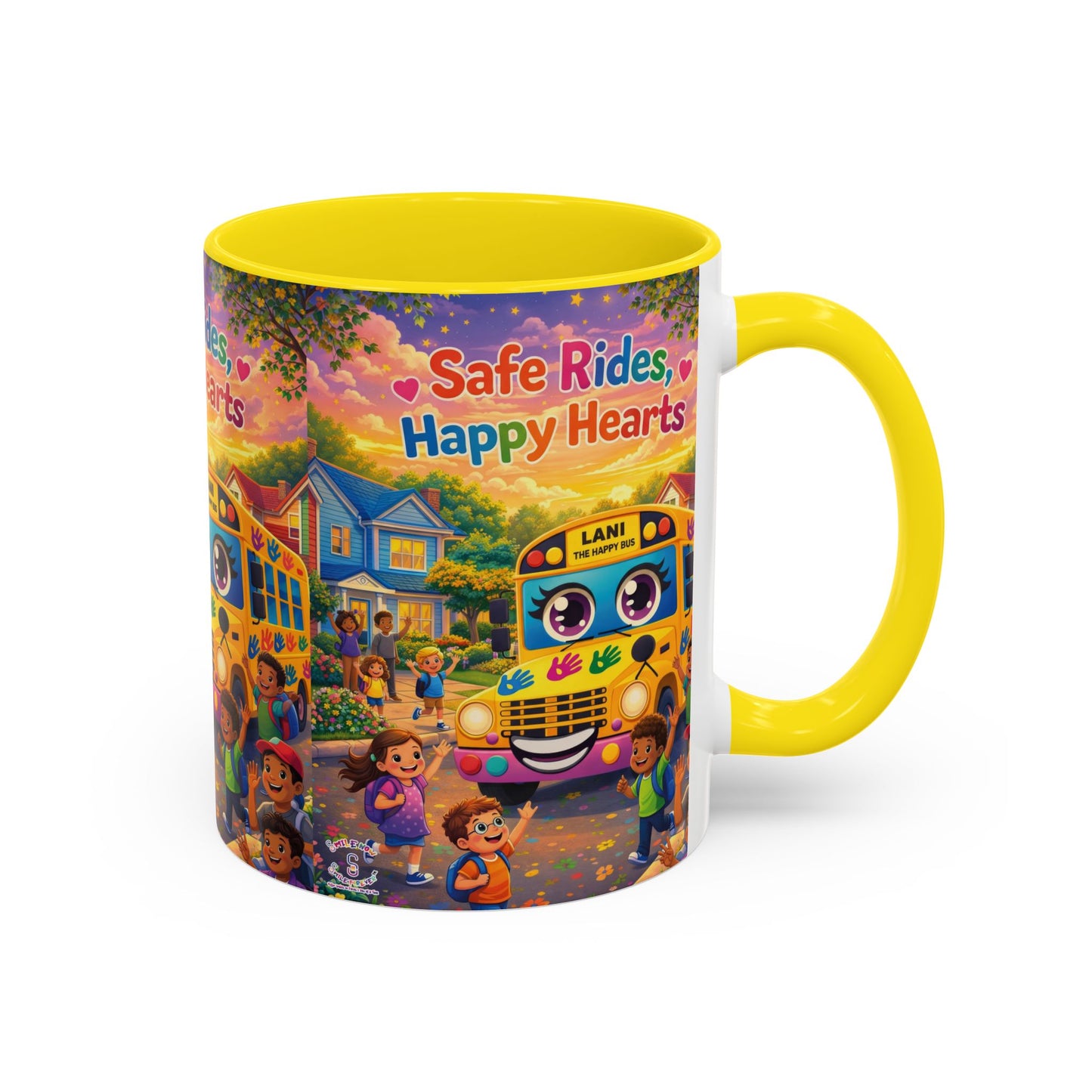 Lani™ Accent Coffee Mug (11oz & 15oz) – "Safe Rides, Happy Hearts" Graphic