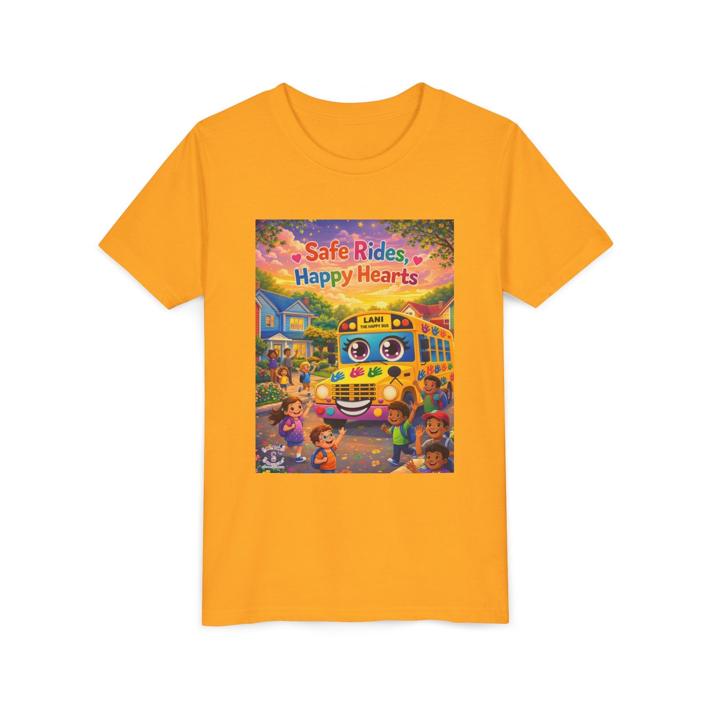 Lani™ Youth Short Sleeve Tee – "Safe Rides, Happy Hearts" Graphic