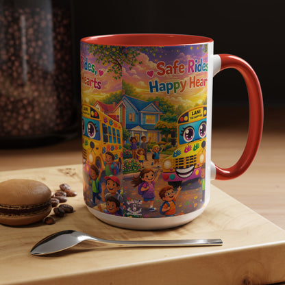 Lani™ Accent Coffee Mug (11oz & 15oz) – "Safe Rides, Happy Hearts" Graphic