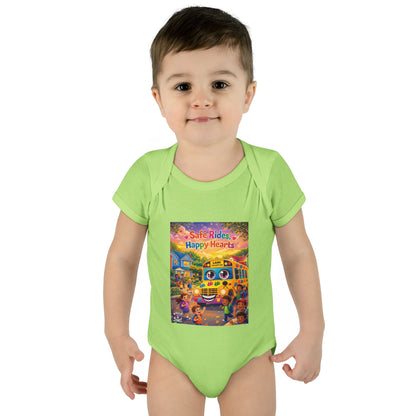Lani™ Infant Baby Rib Bodysuit – "Safe Rides, Happy Hearts" Graphic