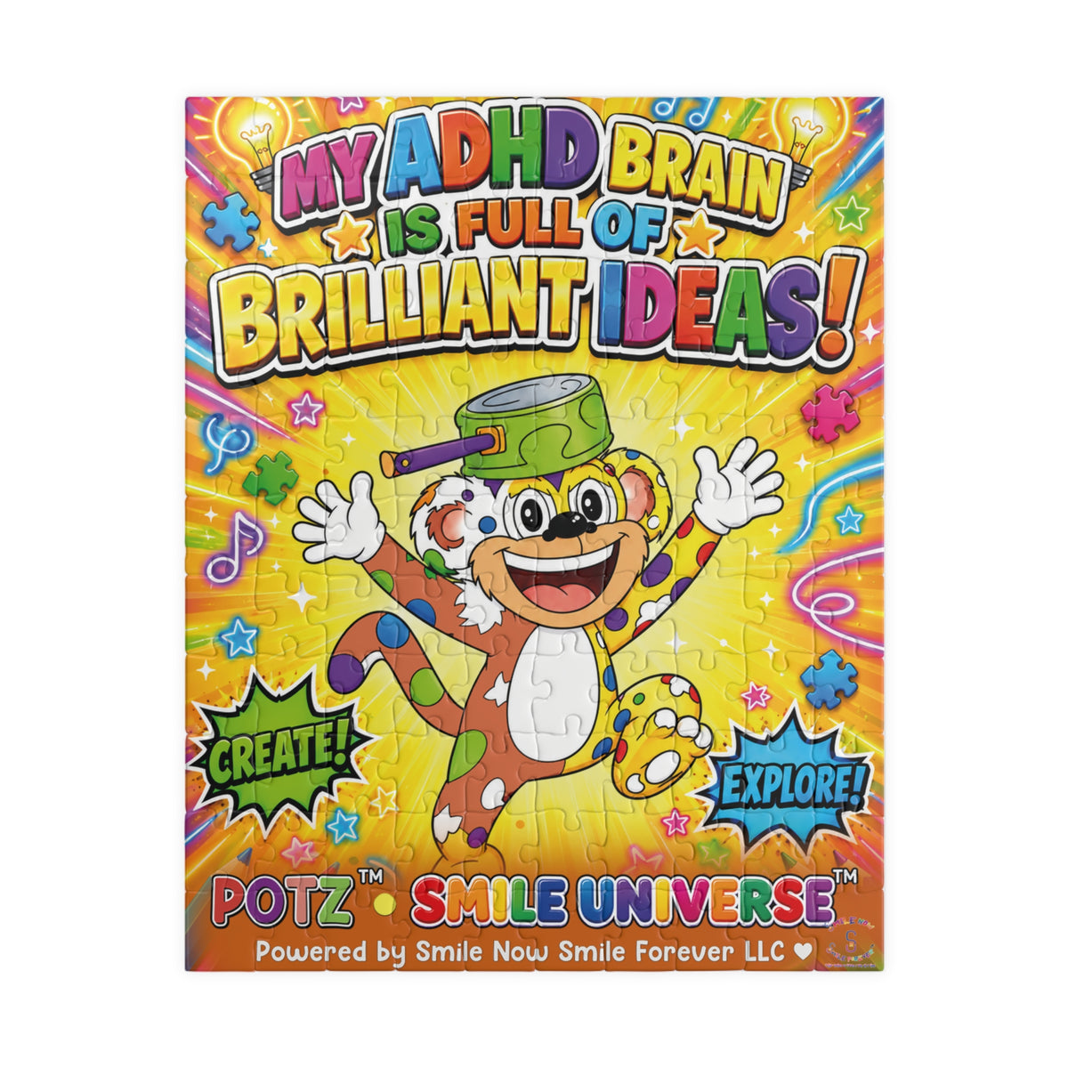 Potz™ Puzzle – "My ADHD Brain is Full of Brilliant Ideas!" Graphic Jigsaw Puzzle | Smile Universe Collection