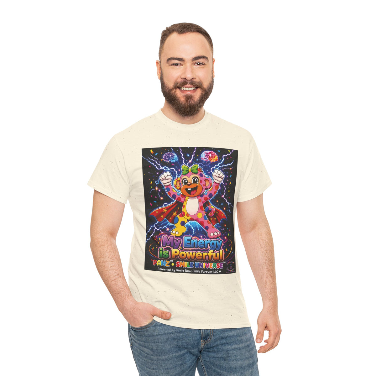 Panz™ Unisex Heavy Cotton™ Tee For Adult – "My Energy is Powerful" Graphic Tee | Smile Universe Collection