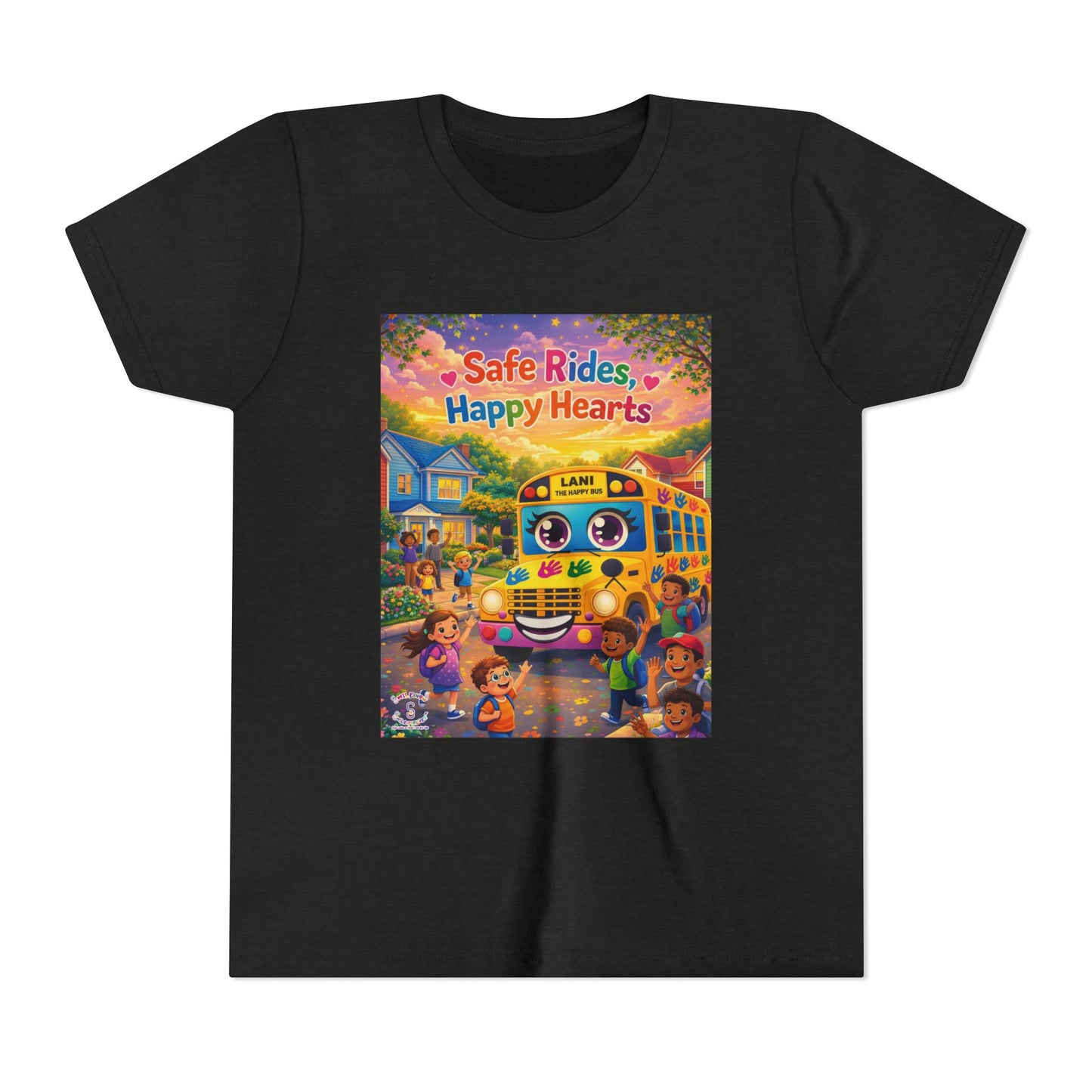 Lani™ Youth Short Sleeve Tee – "Safe Rides, Happy Hearts" Graphic