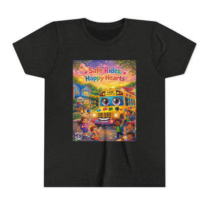 Lani™ Youth Short Sleeve Tee – "Safe Rides, Happy Hearts" Graphic