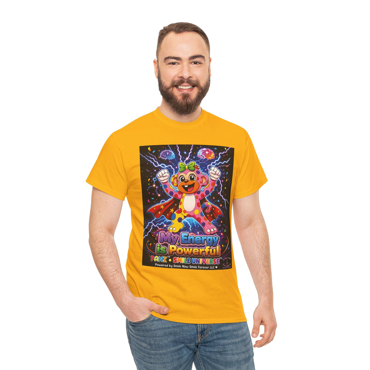 Panz™ Unisex Heavy Cotton™ Tee For Adult – "My Energy is Powerful" Graphic Tee | Smile Universe Collection
