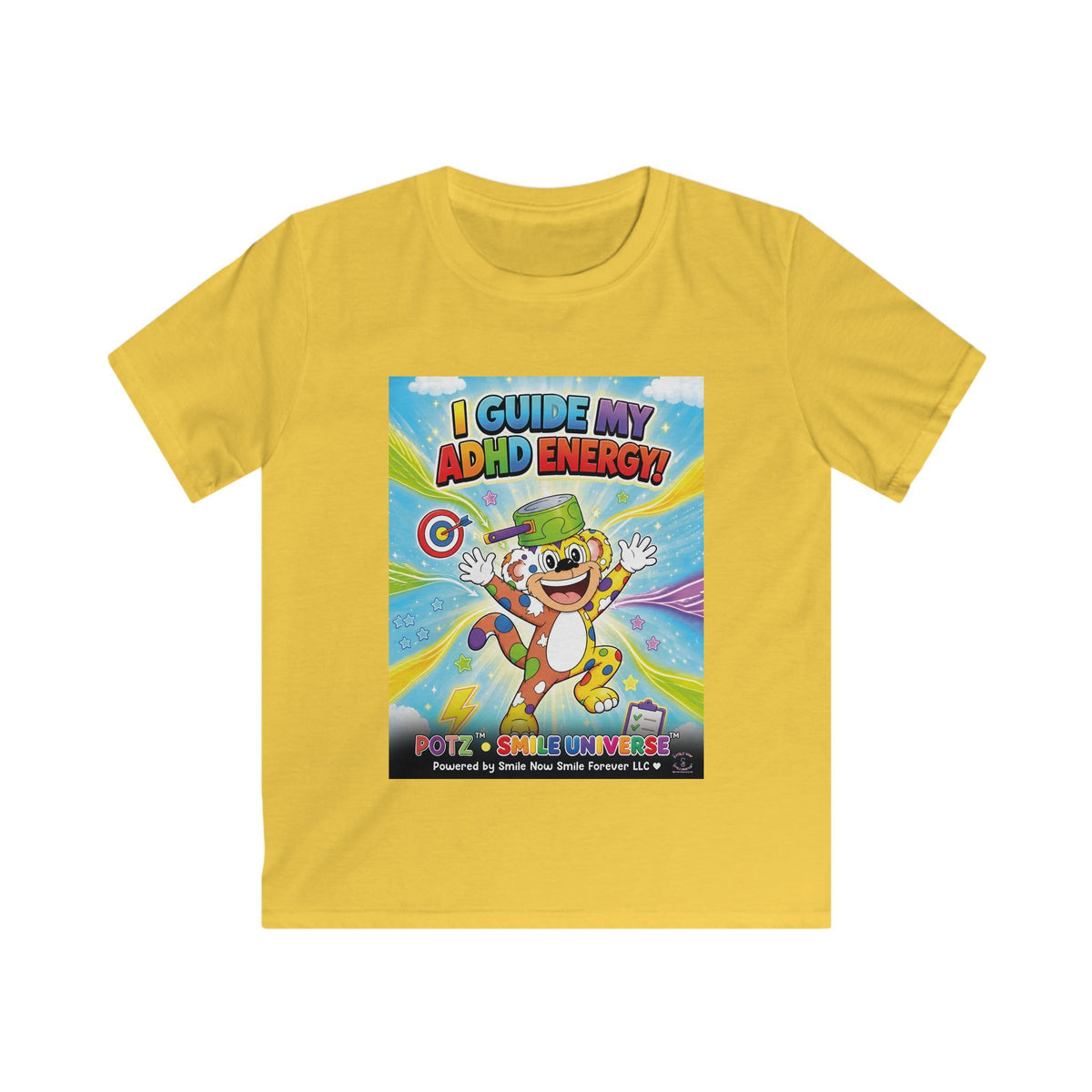 Potz™ Kids Softstyle Tee – "I Guide My ADHD Energy!" Graphic Tee | Smile Universe Collection