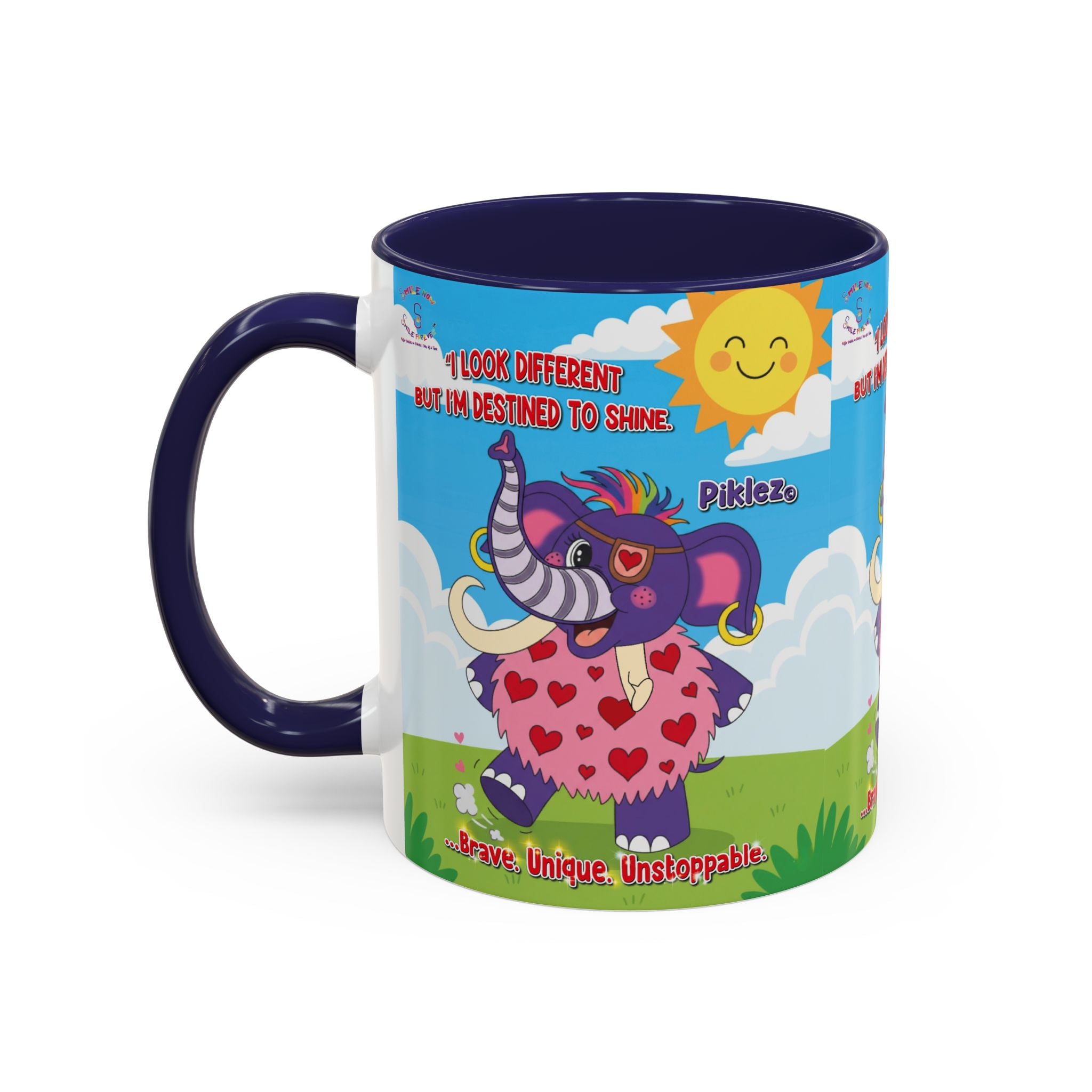 Piklez™ Accent Coffee Mug (11oz, 15oz) – “Destined to Shine” | Smile Universe Collection