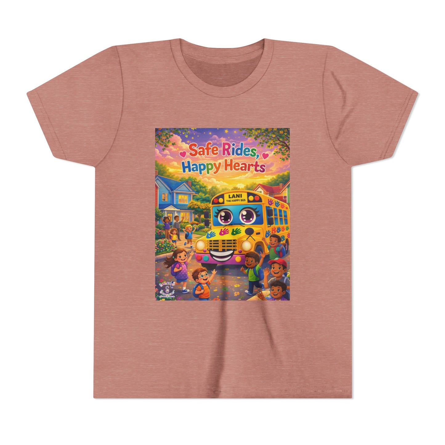 Lani™ Youth Short Sleeve Tee – "Safe Rides, Happy Hearts" Graphic