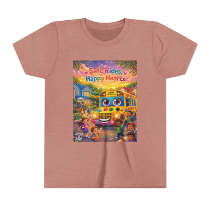 Lani™ Youth Short Sleeve Tee – "Safe Rides, Happy Hearts" Graphic