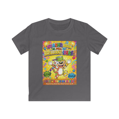 Potz™ Kids Softstyle Tee – "My ADHD Brain is Full of Brilliant Ideas!" Graphic Tee | Smile Universe Collection