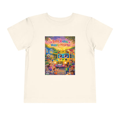 Lani™ Toddler Short Sleeve Tee – "Safe Rides, Happy Hearts" Graphic