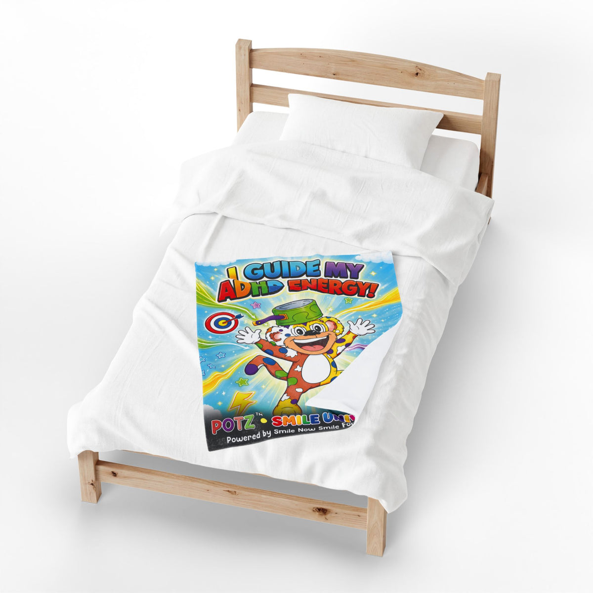 Potz™ Velveteen Plush Blanket – "I Guide My ADHD Energy!" Graphic Throw | Smile Universe Collection