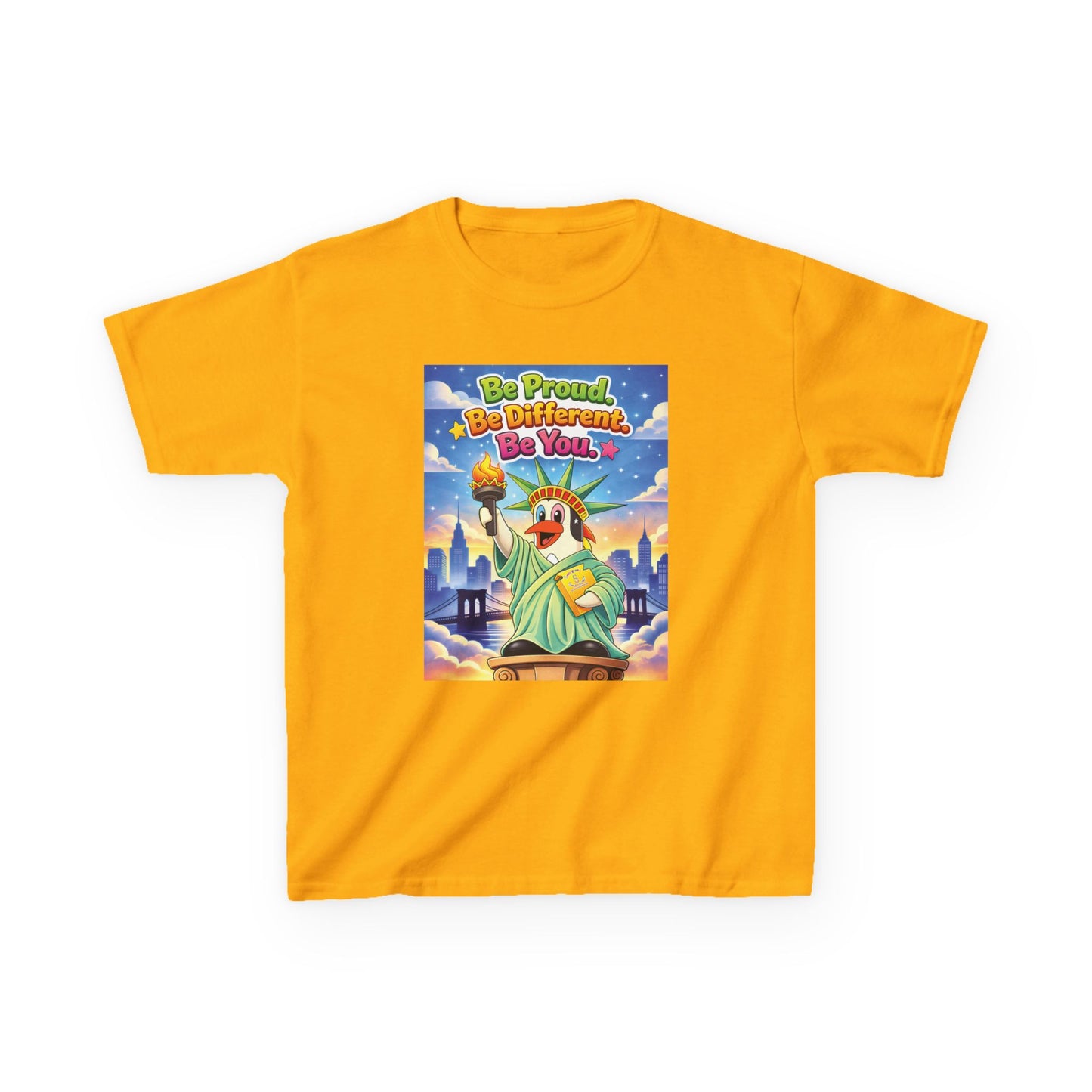 TuBz™M "Be Proud. Be Different. Be You." Kids T-Shirt - Inspirational Graphic Tee