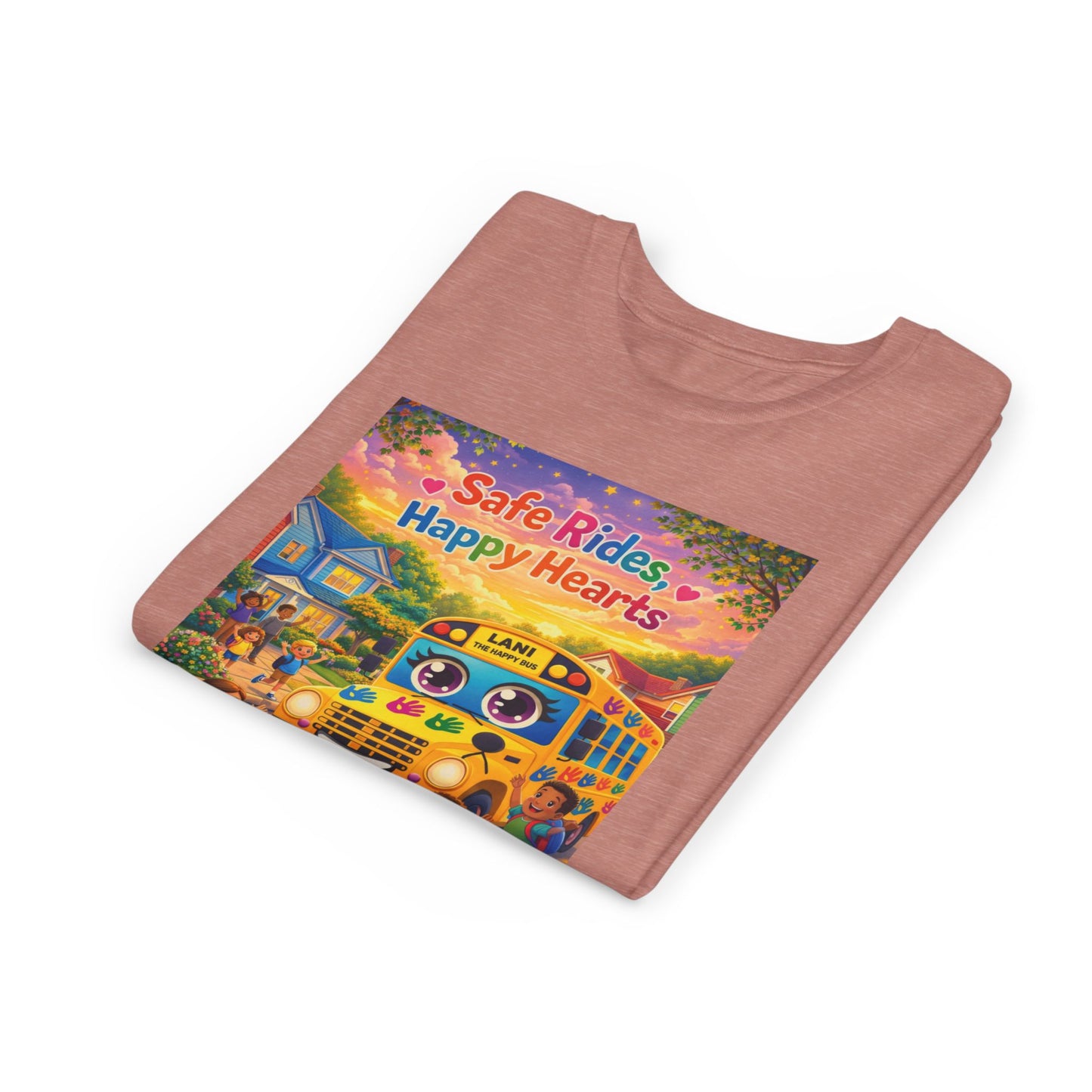 Lani™ Youth Short Sleeve Tee – "Safe Rides, Happy Hearts" Graphic