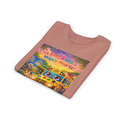 Lani™ Youth Short Sleeve Tee – "Safe Rides, Happy Hearts" Graphic