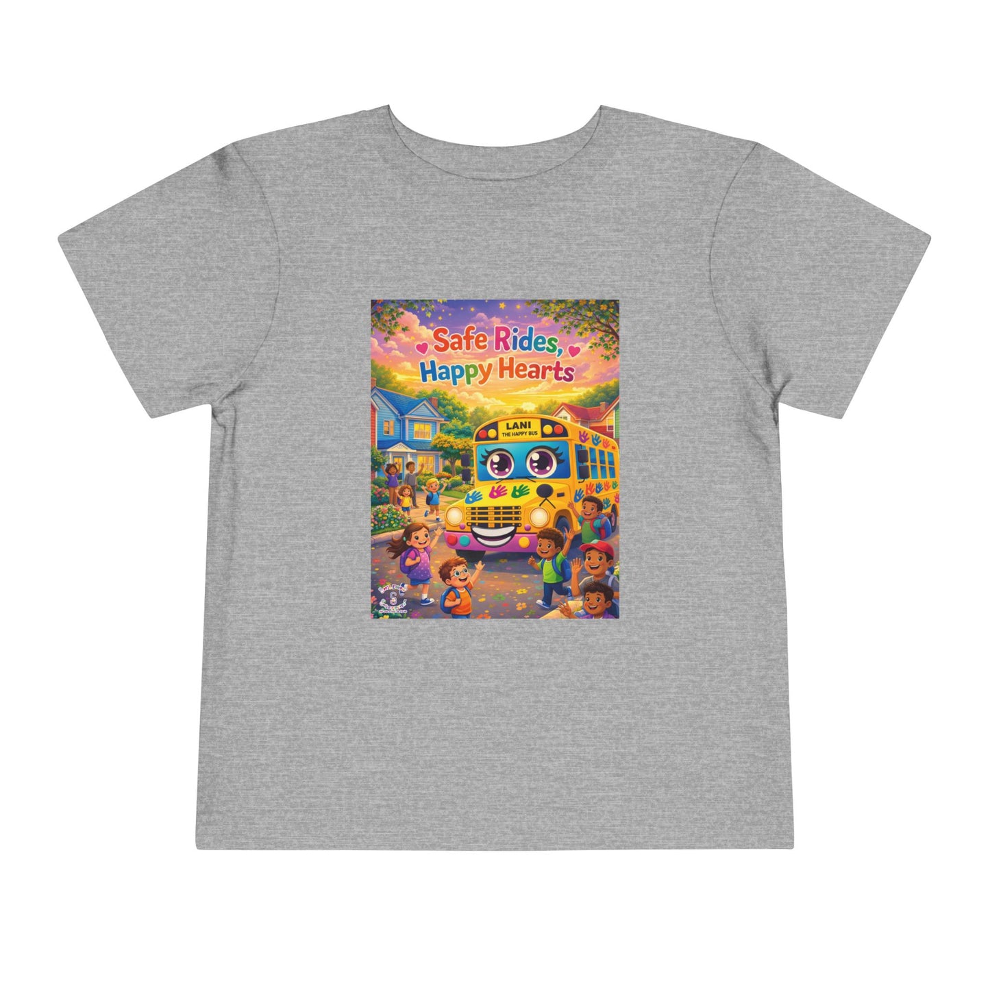 Lani™ Toddler Short Sleeve Tee – "Safe Rides, Happy Hearts" Graphic