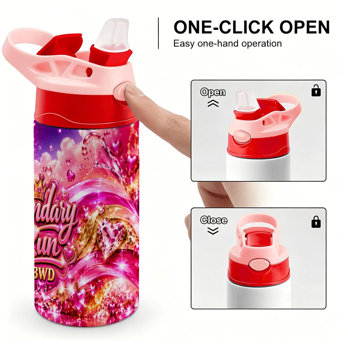 Legendary Run Water Bottle - Pink Heart Edition